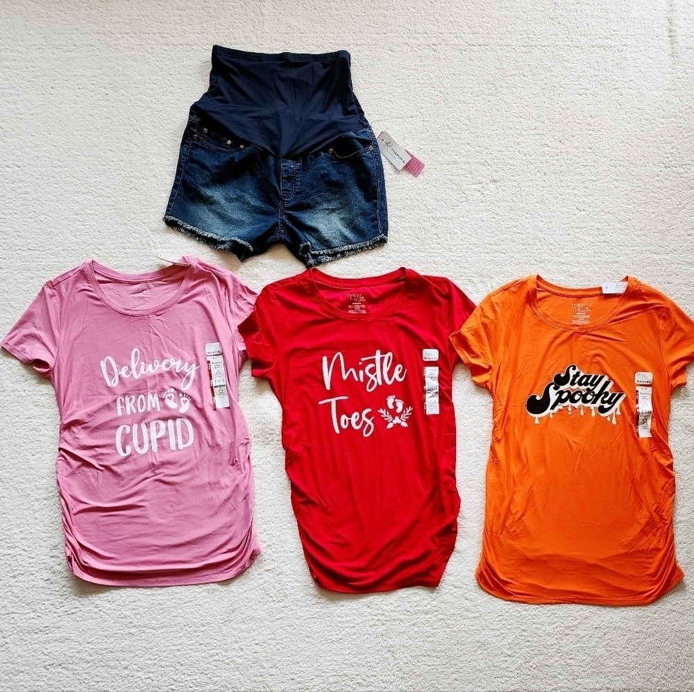 NWT Women's Maternity Graphic Tee & shorts bundle, Halloween, Christmas, size M